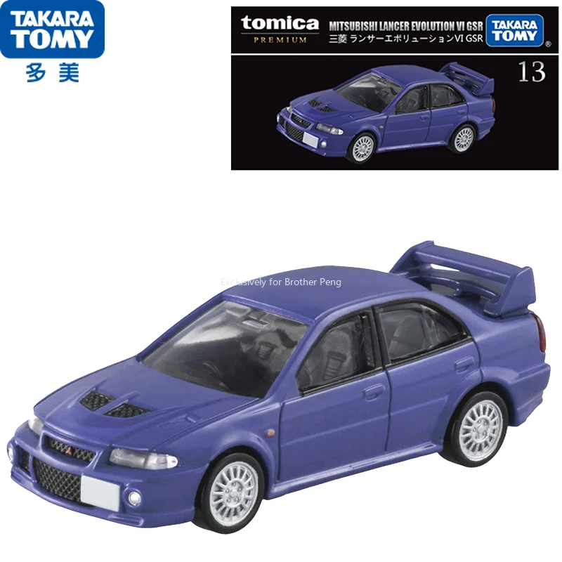 TAKARATOMÍA 1/64 Tomica Premium TP13 MITSUBISH! LANCER EVOLUTION VI GSR modelo de coche simulación de coche modelo adornos regalos para niños