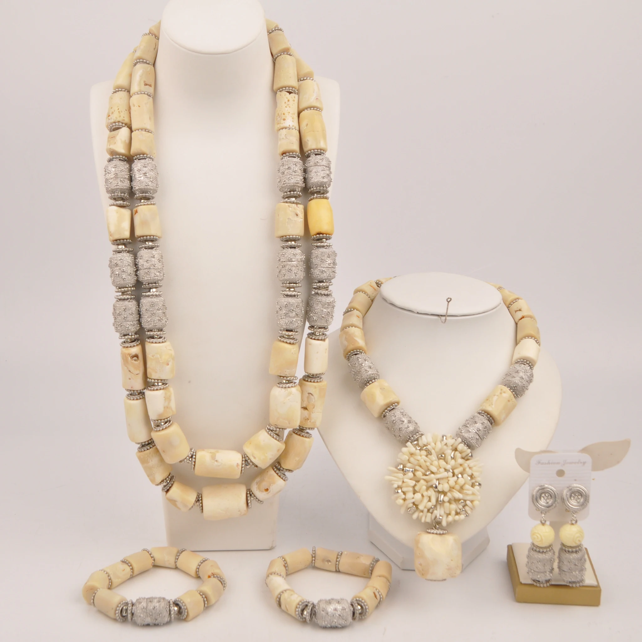 

Natural White African Coral Bead Necklace Nigerian Wedding Coral Set