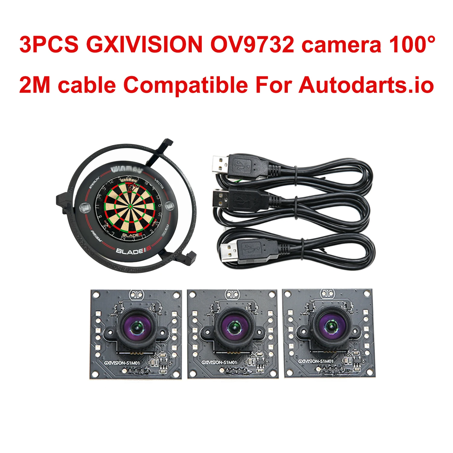 GXIVISION Caméra USB Tech IMX179 / OV2735/OV9732 100 Résistante, 30fps, 2m, Cbale, Sans Distorsion, Webcam, Compatible pour Autoarts. io Scoring