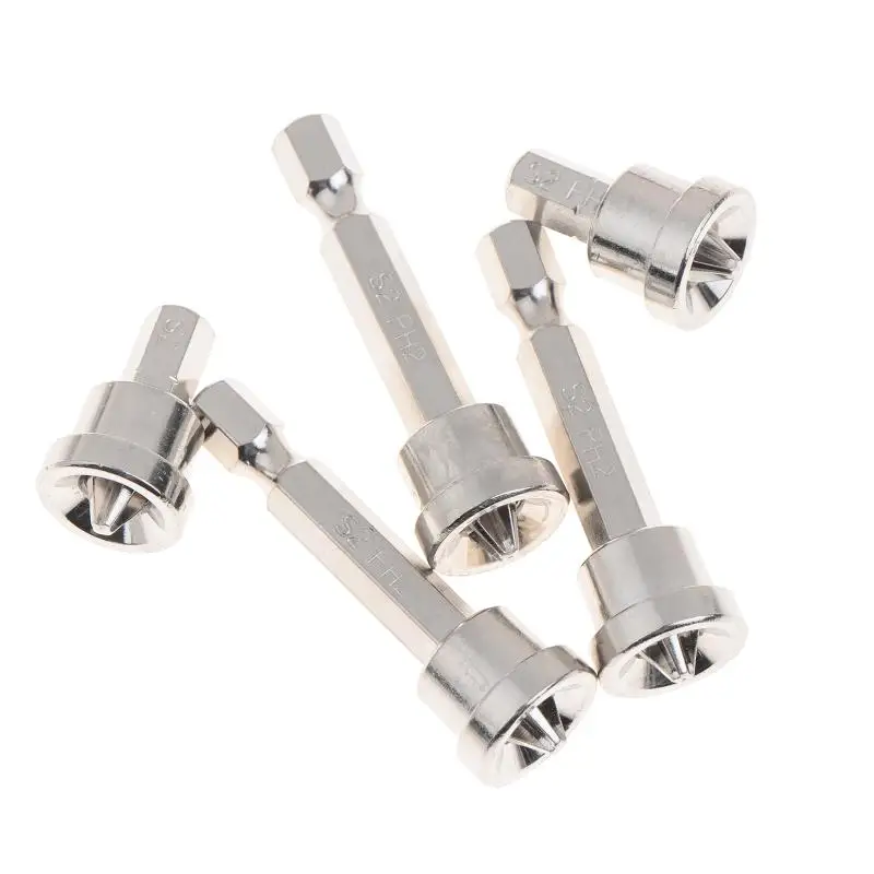 2Pcs 25mm + 3Pcs 50mm PH2 Screwdriver Bit Set For Plasterboard Wood Board Depth Stop Limit Cross Tips No-Magnetic Cross Heads