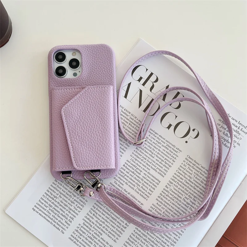 Trendige Crossbody-Leder-Brieftaschenhülle mit Lanyard für iPhone 18 17 18Pro 16 15 17Pro 14 13 Pro Max 12 16Pro, Handytasche mit Schminkspiegel – Detail 18