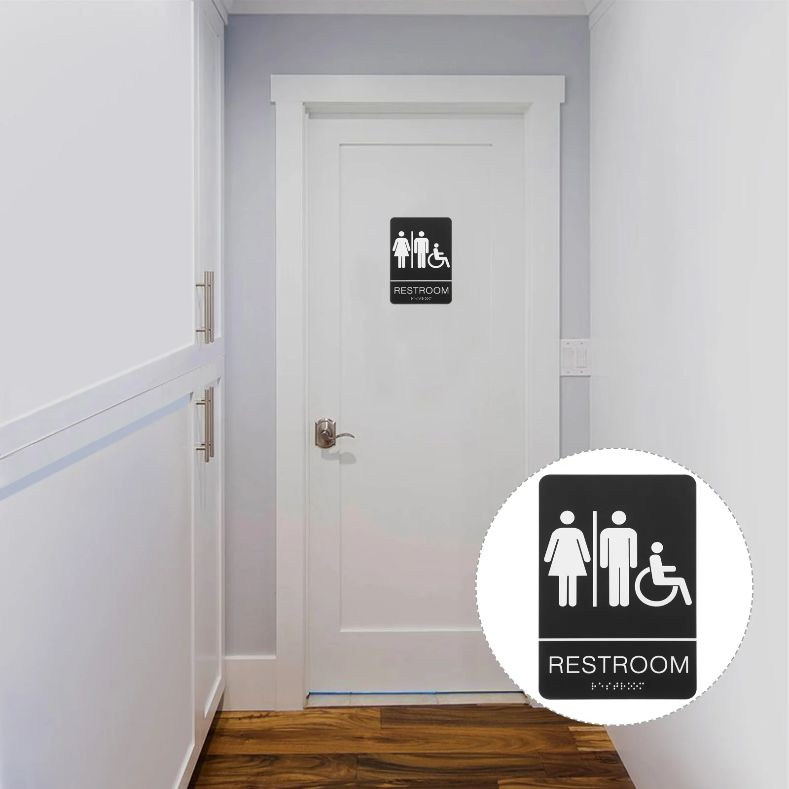 

Restroom Sign Acrylic Unisex Bathroom Door Signs Wheelchair Accessible Professional Aesthetic Durable Easy Clean