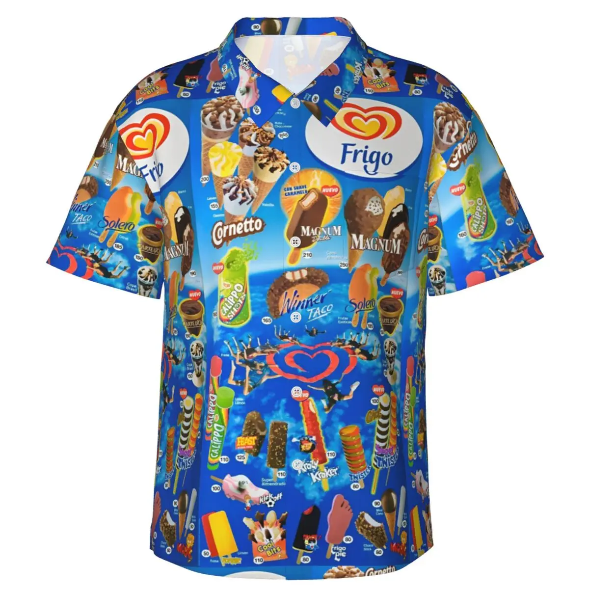 Classic Ice Cream Hawaiian Shirt Vocation Vintage Retro Ice-Cream Menu Poster Summer Beach Suit Button Down Shirts