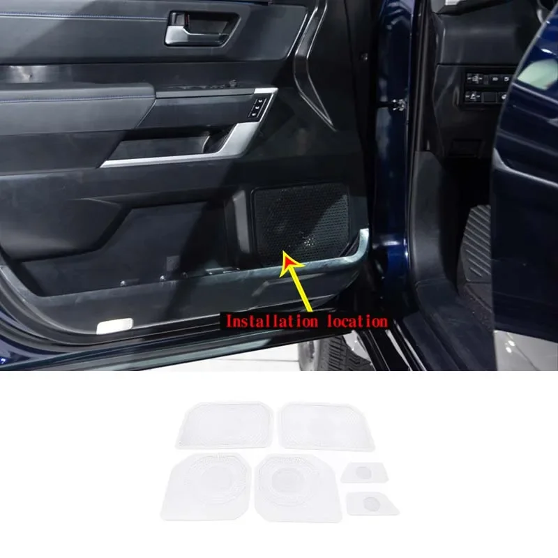 For 22-23 Toyota Tundra Door Horn Mesh Car Interior Styling Trim Accessories Door Speaker Trim Mesh Protector Stainless Steel