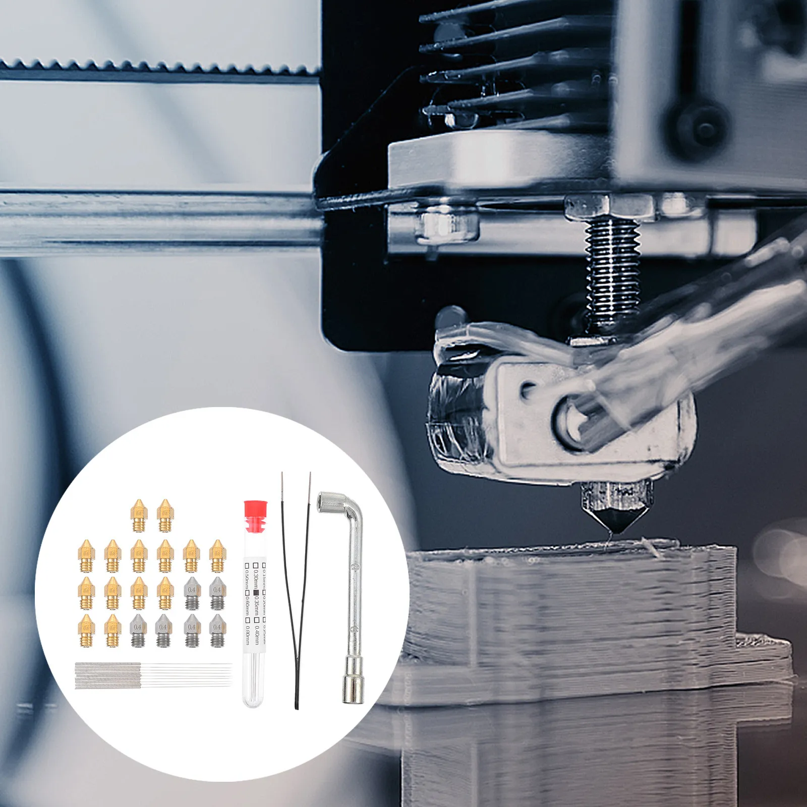 

1Set 3D Printer Cleaning Tool Kit Brass Stainless Steel Nozzles Cleaning Needles Plastic Tube Nozzle Maintenance Accessories