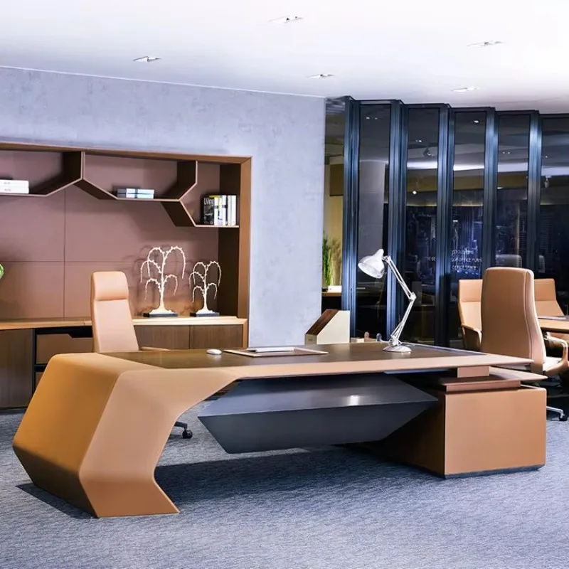 

Popular Customized Mdf Luxury Office Executive Bureau L Shape Desk Boss Table Escritorio for Office