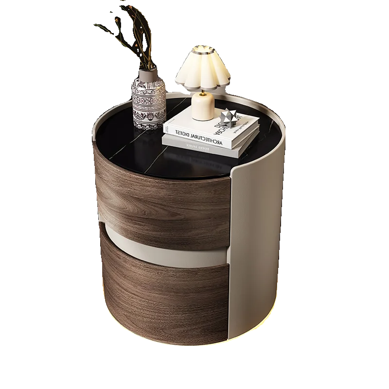 2025 High-End Italian Style Normcore Accessible Luxury Simple Bedroom Bedside Table Modern Design Solid Wood Bedside Table