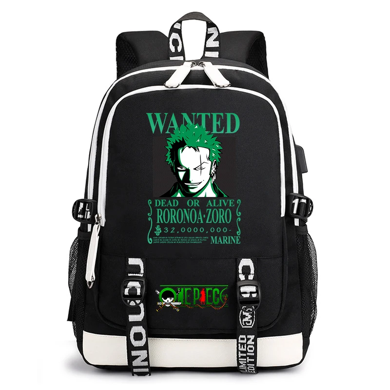 One Piece Zoro Printed Kids Backpack Cartoon Anime School Bag for Boys Girls Teens Lightweight Casual Daypack