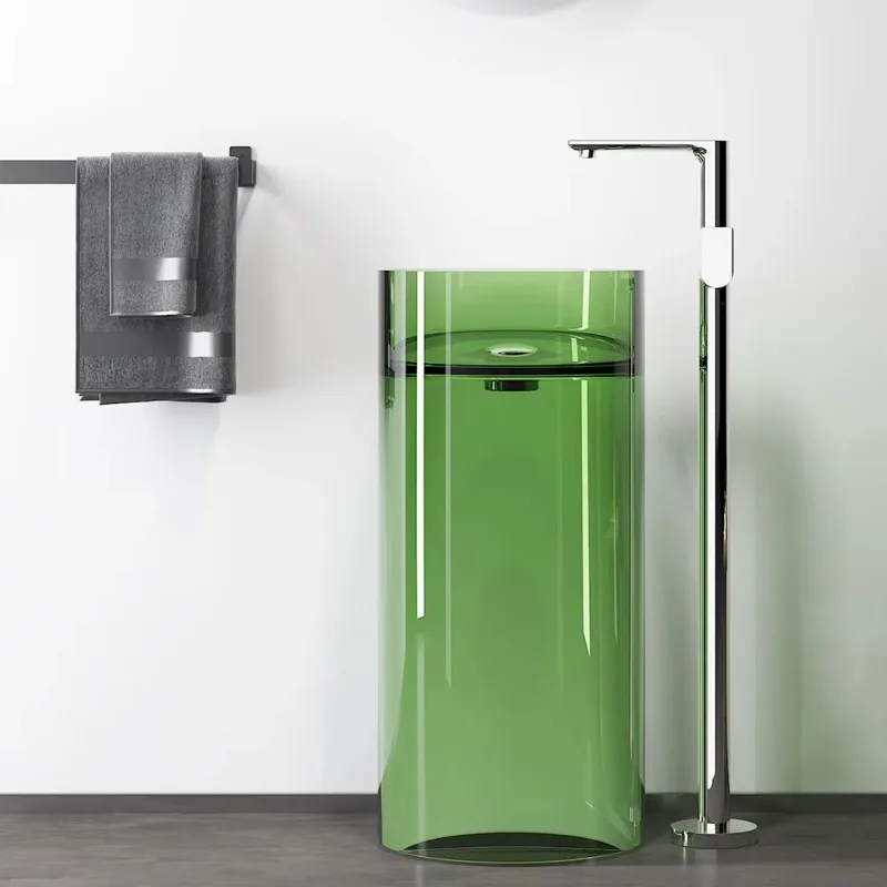 High quality freestanding transparent resin bathroom sink apartment washbasin