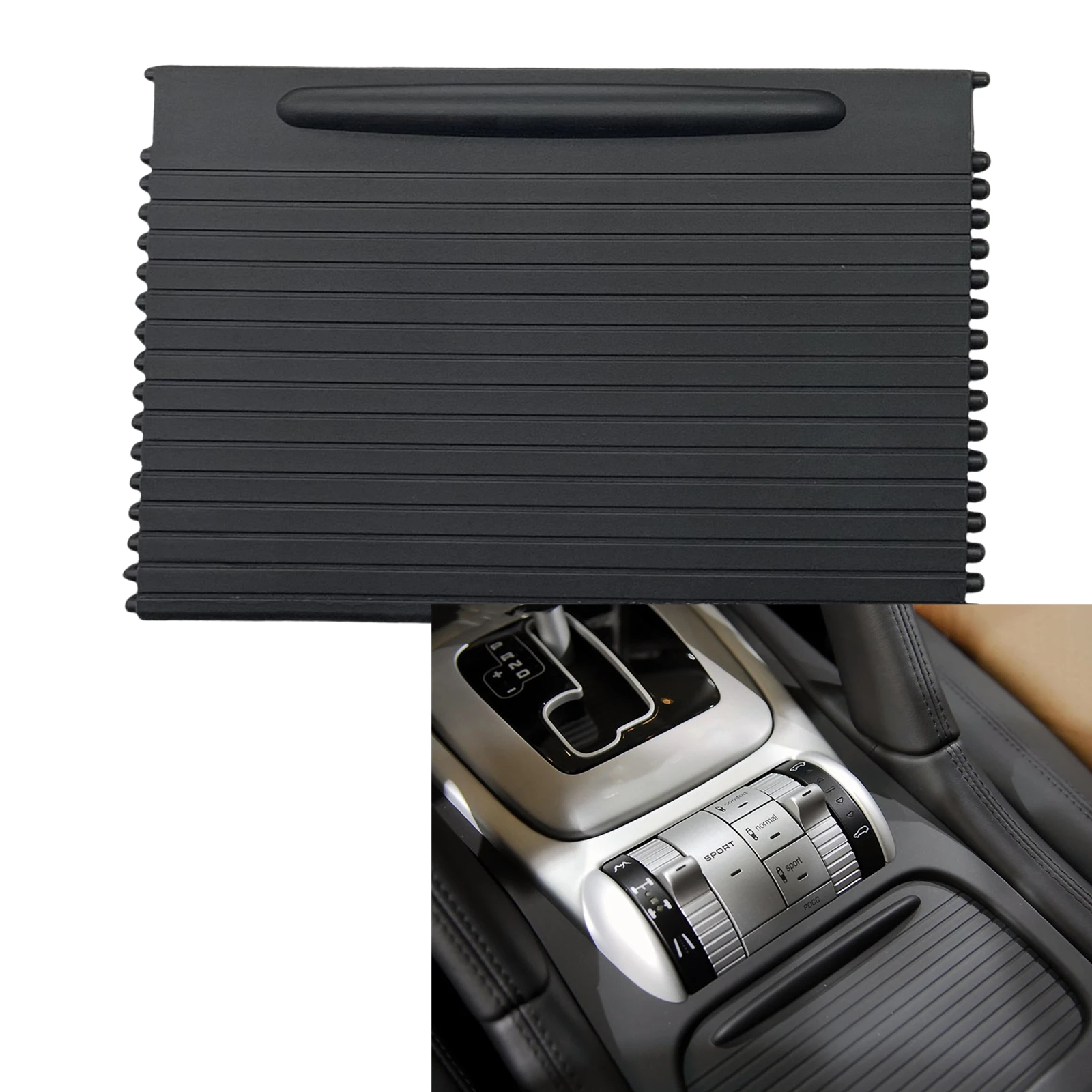 

For Porsche Cayenne 955 2003-2010 Center Cup Holder Roller Blind Cover Armrest Box Storage Drink Panel Louver Zipper Sliding Mat