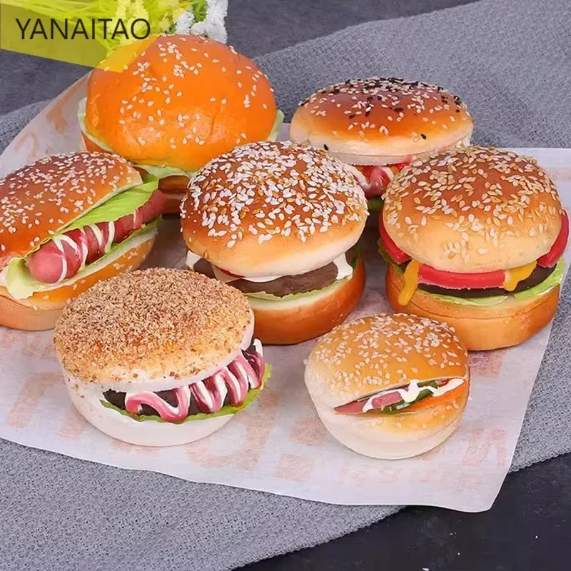 Simulation Food Fake Hamburger Artificial Model Soft Burgers Toys Photography Props Home Kitchen Table Decoration Accessories