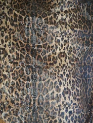 Caramel Color And Black Sequin Embroidered Jacquard Leopard Print Fine Mesh Fabric