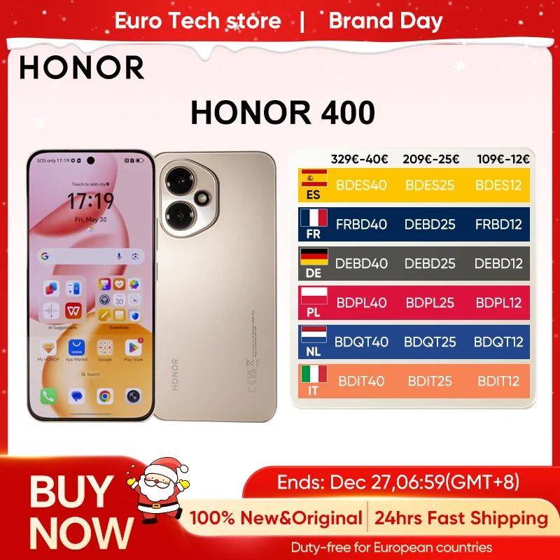 HONOR 400 Smartphone 5G Snapdragon 7 Gen 3 MagicOS9.0 Caméra AI ultra-clair 200MP Écran AMOLED 6,55' 6000mAh 80W SuperCharge