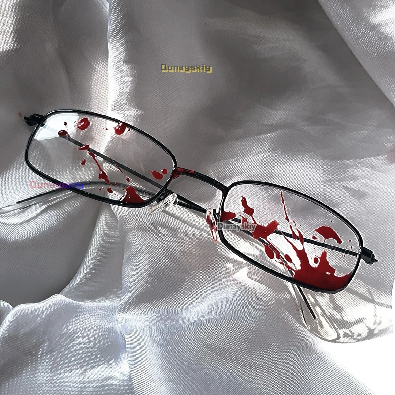 Bloodstains Glasses Punk Decors Jirai Kei JiraiKei Glasses Cosplay Yandere Gothic Sexy Crazy Props Woman Men Halloween Roleplay