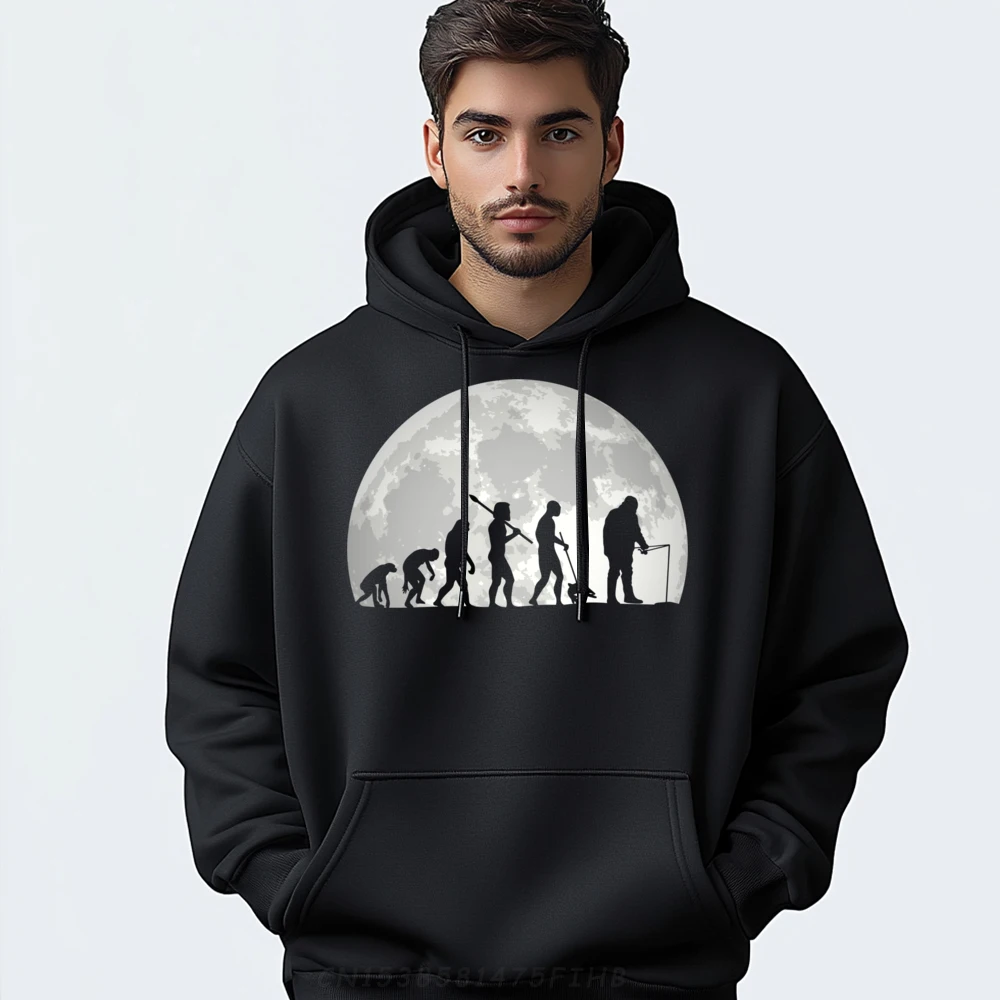 

Fisherman Human Evolution Moon Vintage Ice Fishing Oversized Hoodies ECO-FRIENDLY Luxury Hoodie