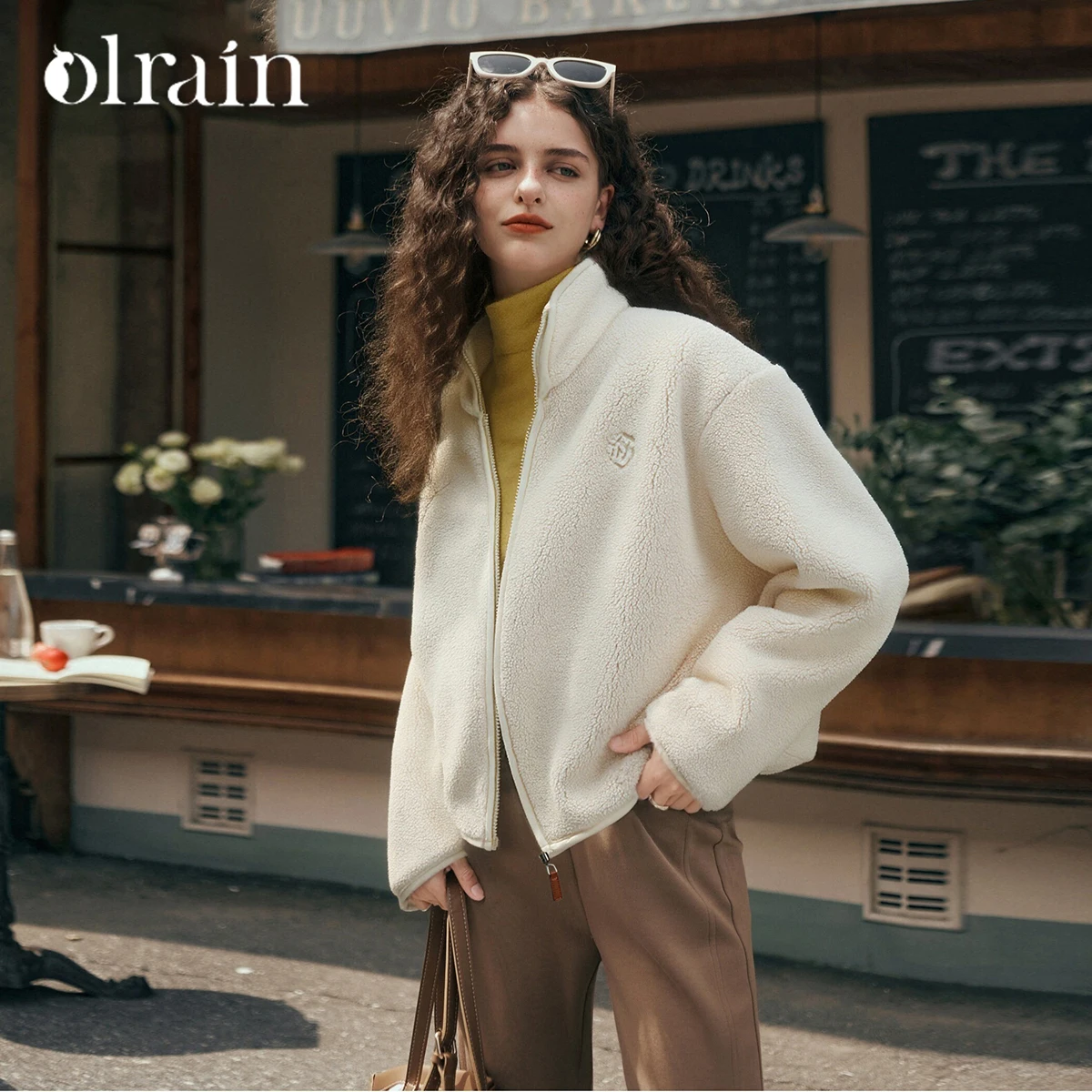 

OLrain женская простая флисовая куртка, осень 2022, новые однотонные пальто на молнии, куртки с воротником-стойкой и длинными рукавами GO57DW001839