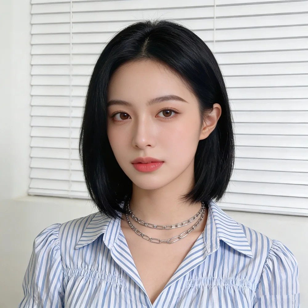 

European and American women's bob wig realistic synthetic high-temperature wave bob hairpiece synthetic wig for daily wear