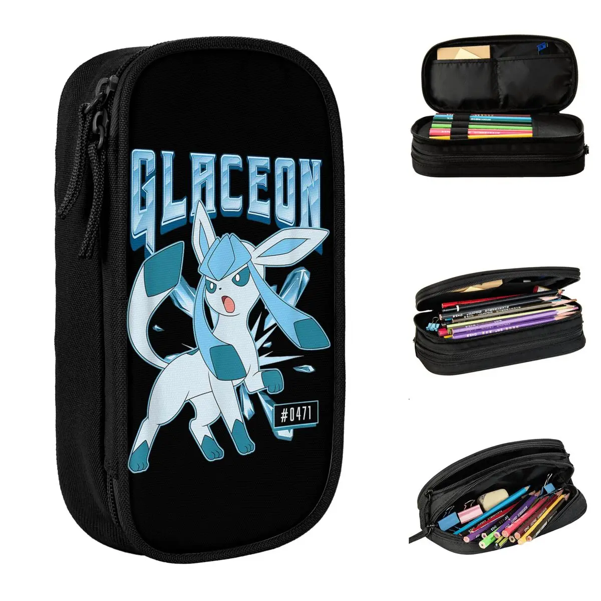 pokemoned-glaceon-tipo-gelo-eeveelution-retrato-lapis-casos-bonito-caneta-caixa-saco-menina-menino-grande-capacidade-suprimentos-ziper-pencilcases