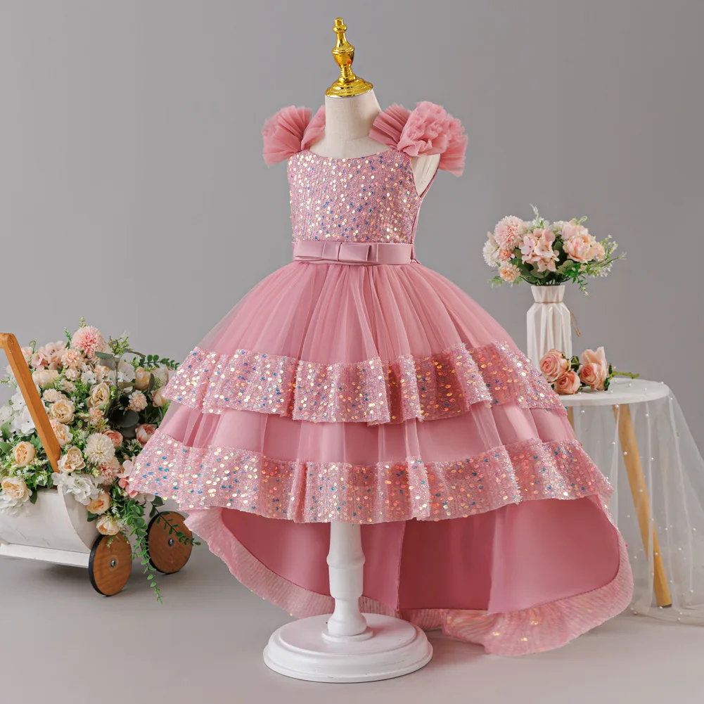 

Платье принцессы с жемчужным бантом для девочек, новинка 2026, модное повседневное платье с принтом, модное элегантное карнавальное платье для выступлений на день рождения