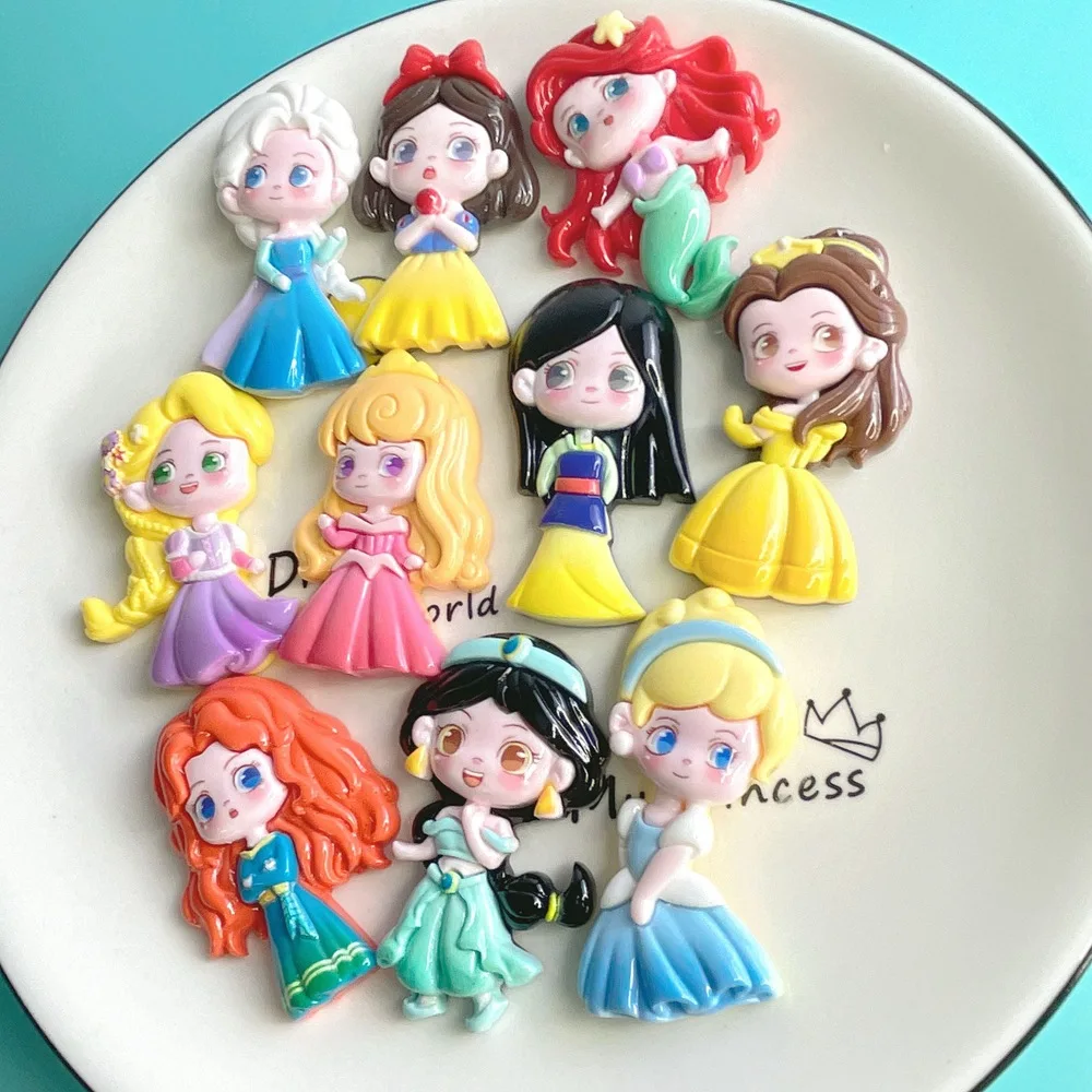 2Pcs cute princess resin flatback supplies diy kawaii resin accessories crafts materials scrapbooking embellishment