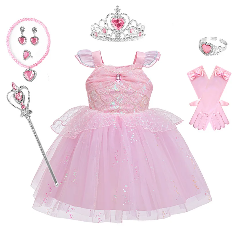 Girls Mermaid Tutu Dress Sequins Scale Sling Princess Dress Kids Birthday Party Costume Children Fairy Outfit view 2