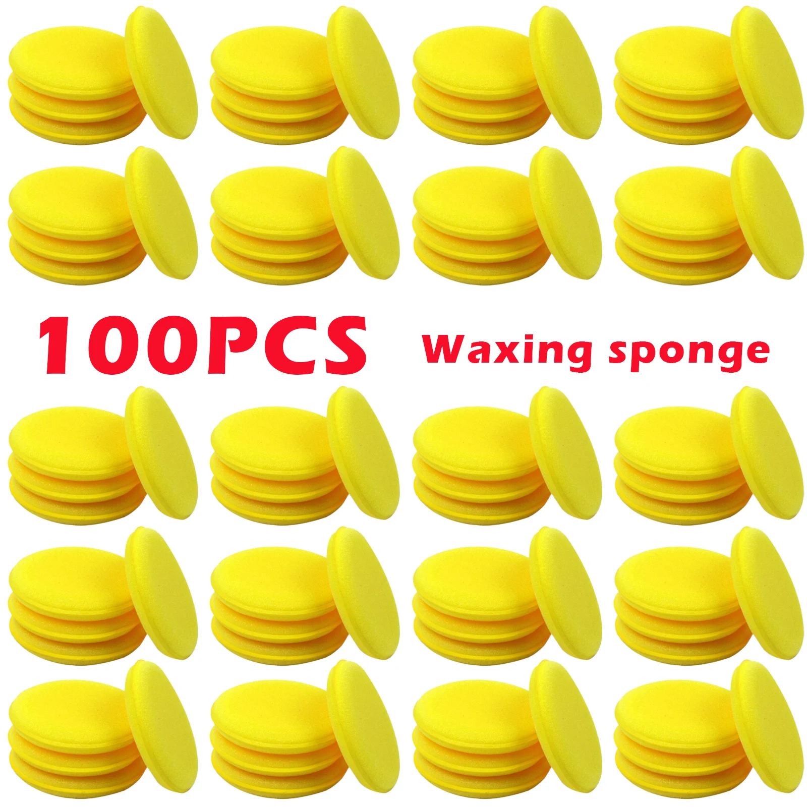 100pcs/Set Car Auto Wax Polish Foam Sponge Hand Soft Wax Yellow Sponge Pad Waxing Towel Sponge Brush Car Paint Care Cleaning