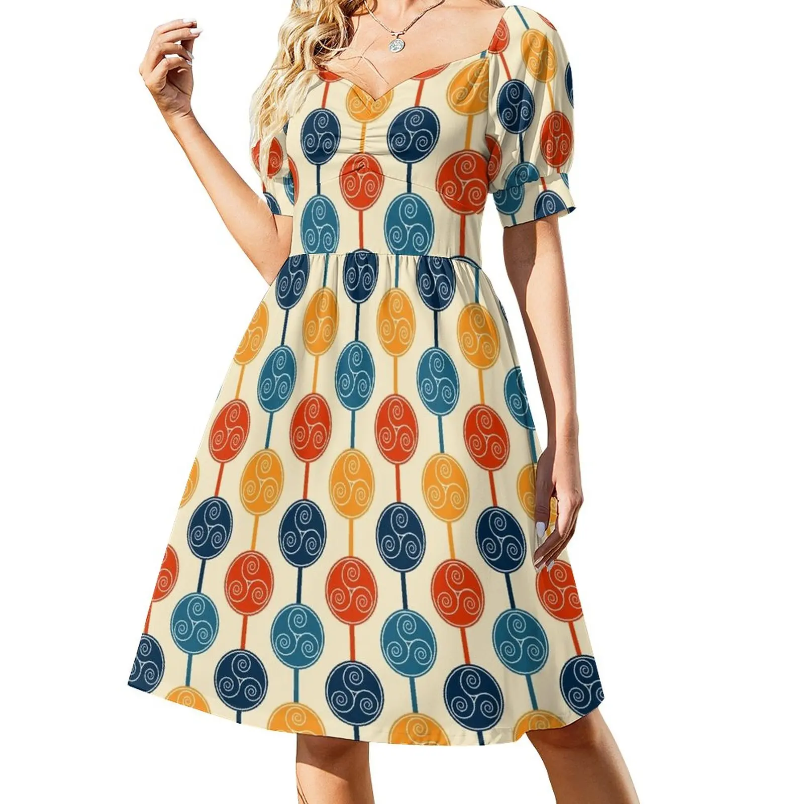 

Retro 1970's Bohemian Style Seventies Vintage Pattern Sleeveless Dress dress for women women formal occasion dresses