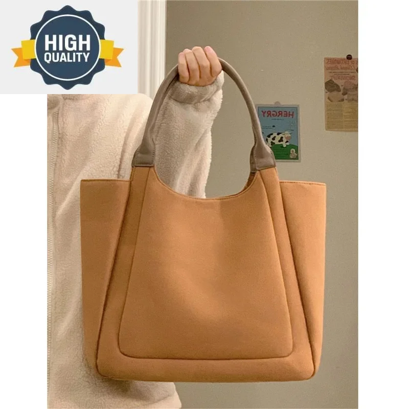 

2023 New Women's Casual Splice Canvas Bag Large Capacity Tote Portable Underarm Single Shoulder Oblique Straddle