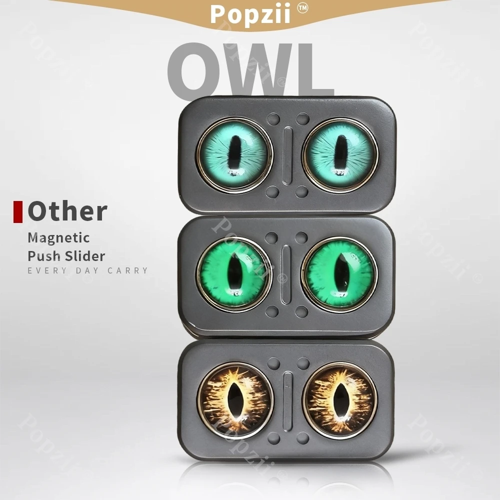 OWL Zinc Alloy EDC Magnetic Push Slider Fidgeting toys Fingertip Tricks EDC Flips Office Stress Relief Gadgets Anxiety Toys
