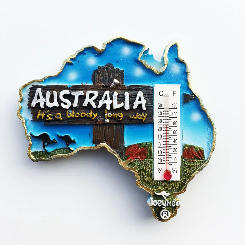 Fridge magnet Australia Road Sign Map Design Decoration Resin Refrigerator Magnet Tourism Souvenir Message Sticker