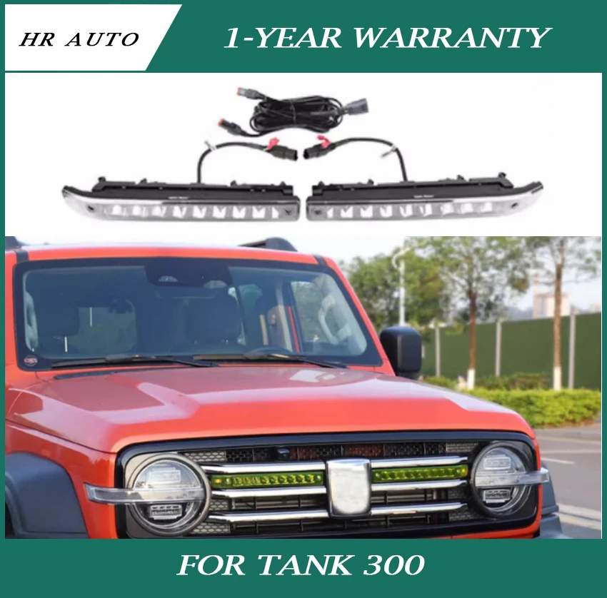 Car Grille Spotlights Fit for Tank 300 Modified LED Strip Lights with Day Running Lights Steering Function Off-road Accessories