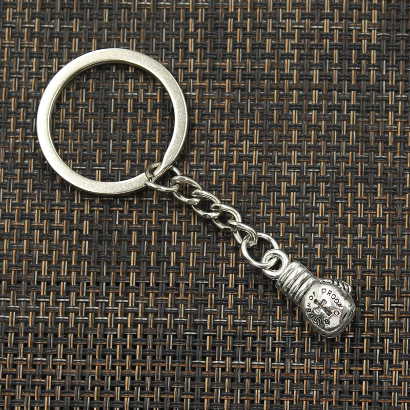 Fashion 30mm Key Ring Metal Key Chain Keychain Jewelry Antique Silver Color Plated Boxing Glove Fist 22x11x7mm Pendant