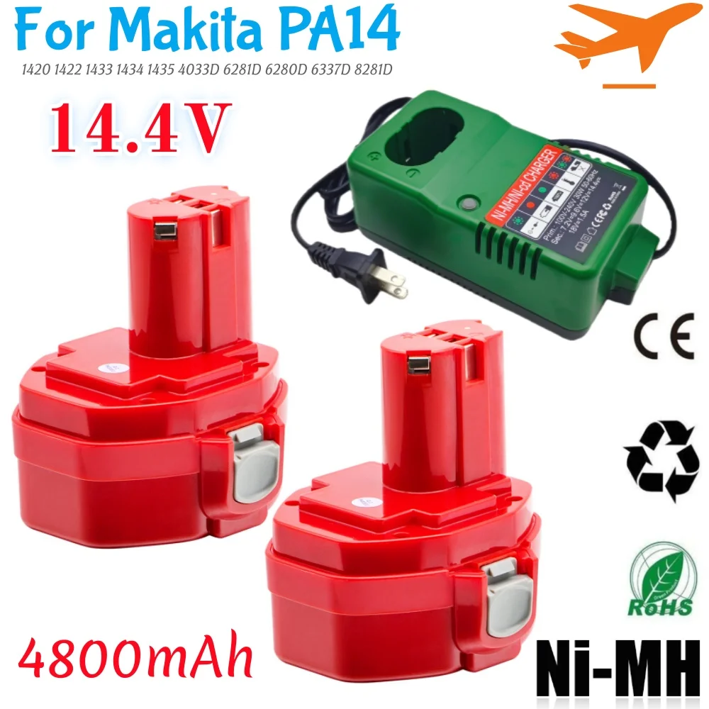 

PA14 14,4 В 4800 мАч Ni-MH аккумуляторы для электроинструментов для Makita 1420 1422 1433 1434 1435 4033D 6281D 6280D 6337D 8281D