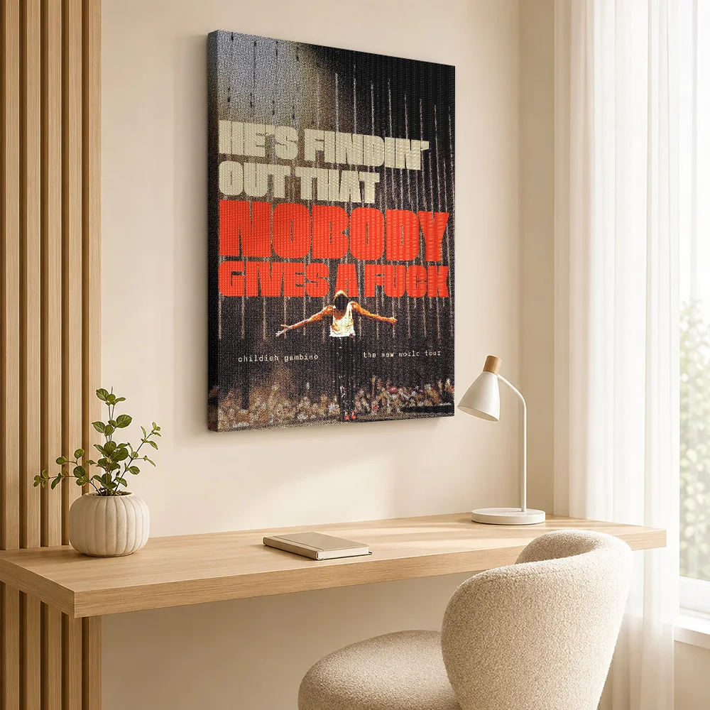 Childish Gambino The New World Tour Framed Canvas Poster Customized Photo Typography Wall Art For Record Shop Listening Area