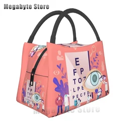 Black Snellen Chart Thermal Insulated Lunch Bags Women Vision Test Optical Optics Eye Test Medicine Glasses Lunch Tote Food Box