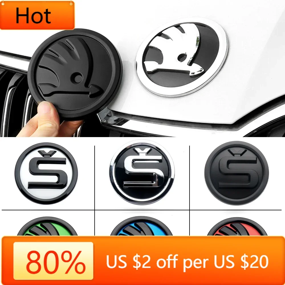 

Автомобильная наклейка для Skoda, новинка 2025, 80/90/100 мм, сменная наклейка на передний капот автомобиля, значок на багажник, логотип Skoda S Octavia Mk3 Fabi