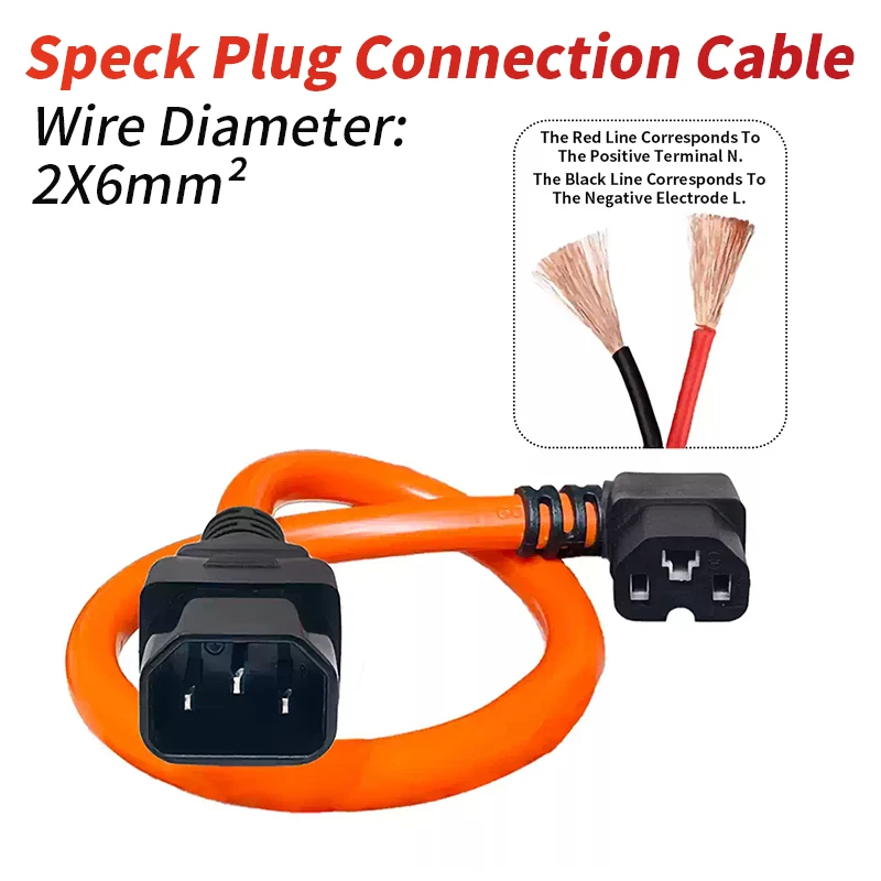 6 Square 3Pin Electric Vehicle Charger Extended Power Cord Male Plug Wire w M8/M6 Terminal Universal Interface Output Power Line