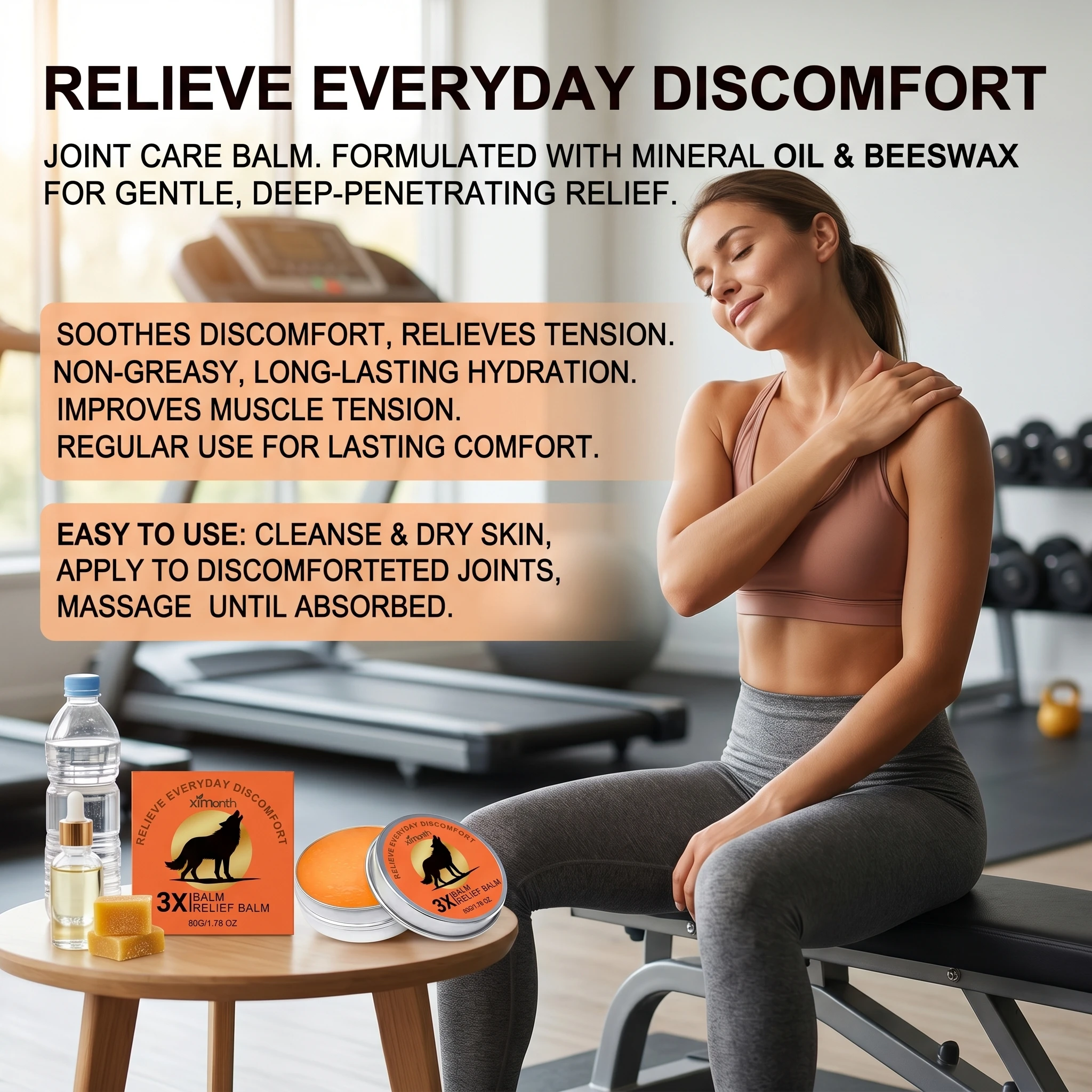 Ximonth Relief Balm Discomfort Relief Muscle Relaxing Soothes Joint Tension Improves Dry Knee Pain Treatment Body Care Balm 50g