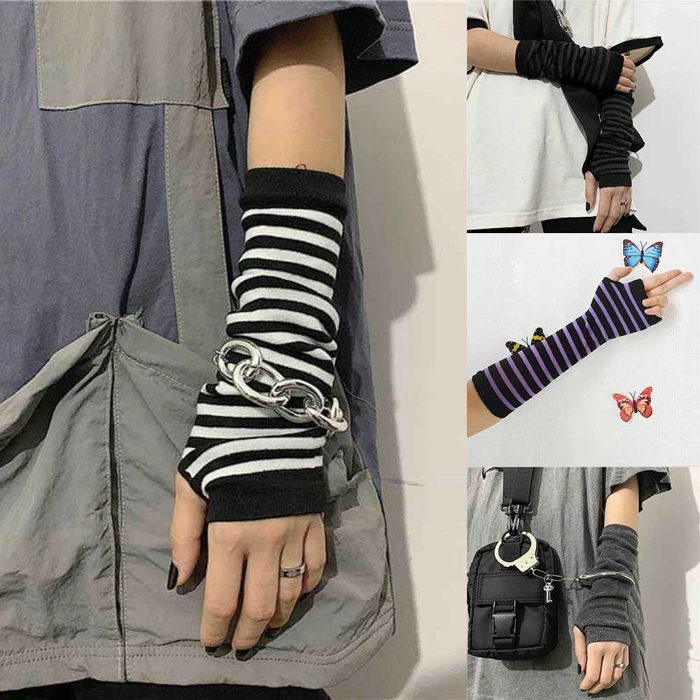 Long Gloves Cosplay Anime Ninjia Halloween Party Costumes Accessories Ins Cross Stripe Sheath Sunscreen Gloves