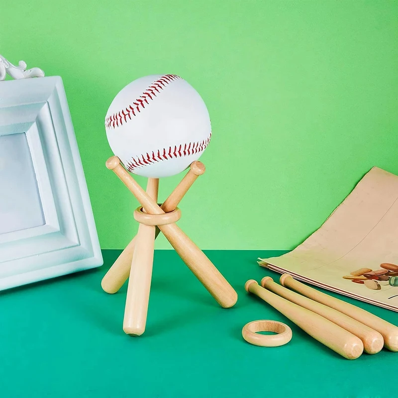 4 Set Wooden Baseball Stand Display Holder Softball Stand Display Baseball Stand Holder For Baseball Players Fans, Easy To Use