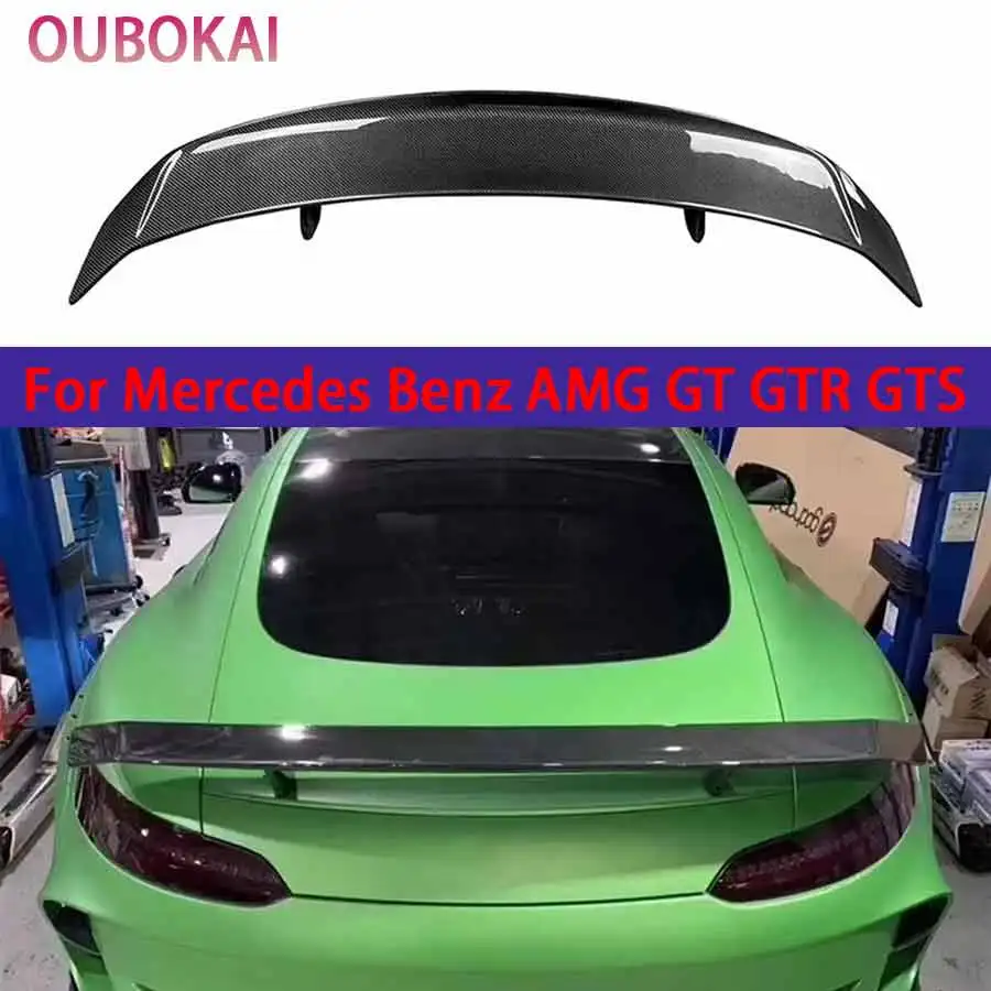 For Mercedes Benz AMG GT GTR GTS Carbon Fiber Tail fins Rear Trunk Spoiler Guide Wing Rear Wing Diverter Car Accessories