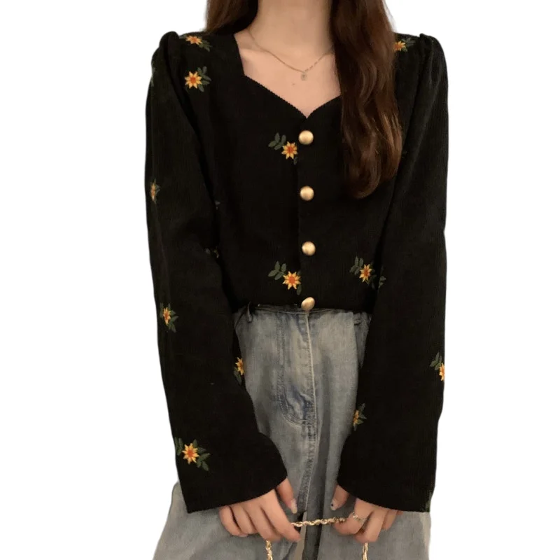 Avec manches bouffantes chemise et chemisier pour femmes nouvelle Collection 2025 tunique Promotion élégant à manches longues broderie femmes hauts