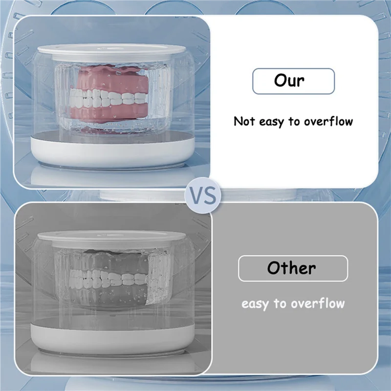

2X Portable Ultrasonic Retainer Cleaner Machine For Dentures Retainer Mouth Guard Aligner Whitening Trays Oral Supplies
