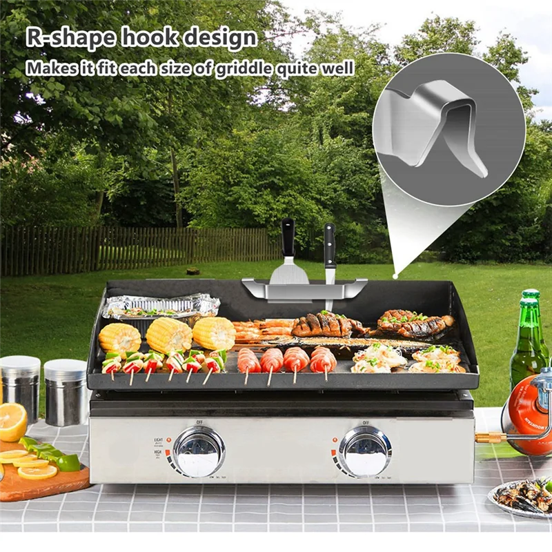 

AAAF 2 шт., противень из нержавеющей стали, лопаточки, вешалки, держатель для лопаточки, гриль, стойка для инструментов для барбекю, держатель, сковорода