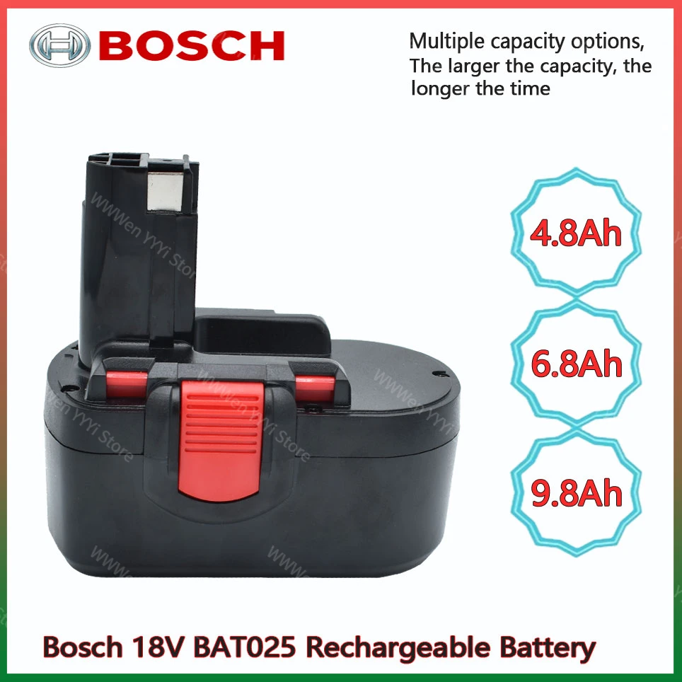 BAT025 Bosch 18V 4800/6800/9800mAh Rechargeable Battery Ni-CD Power Tools Bateria For Drill GSB 18 VE-2  PSR 18VE, BAT026