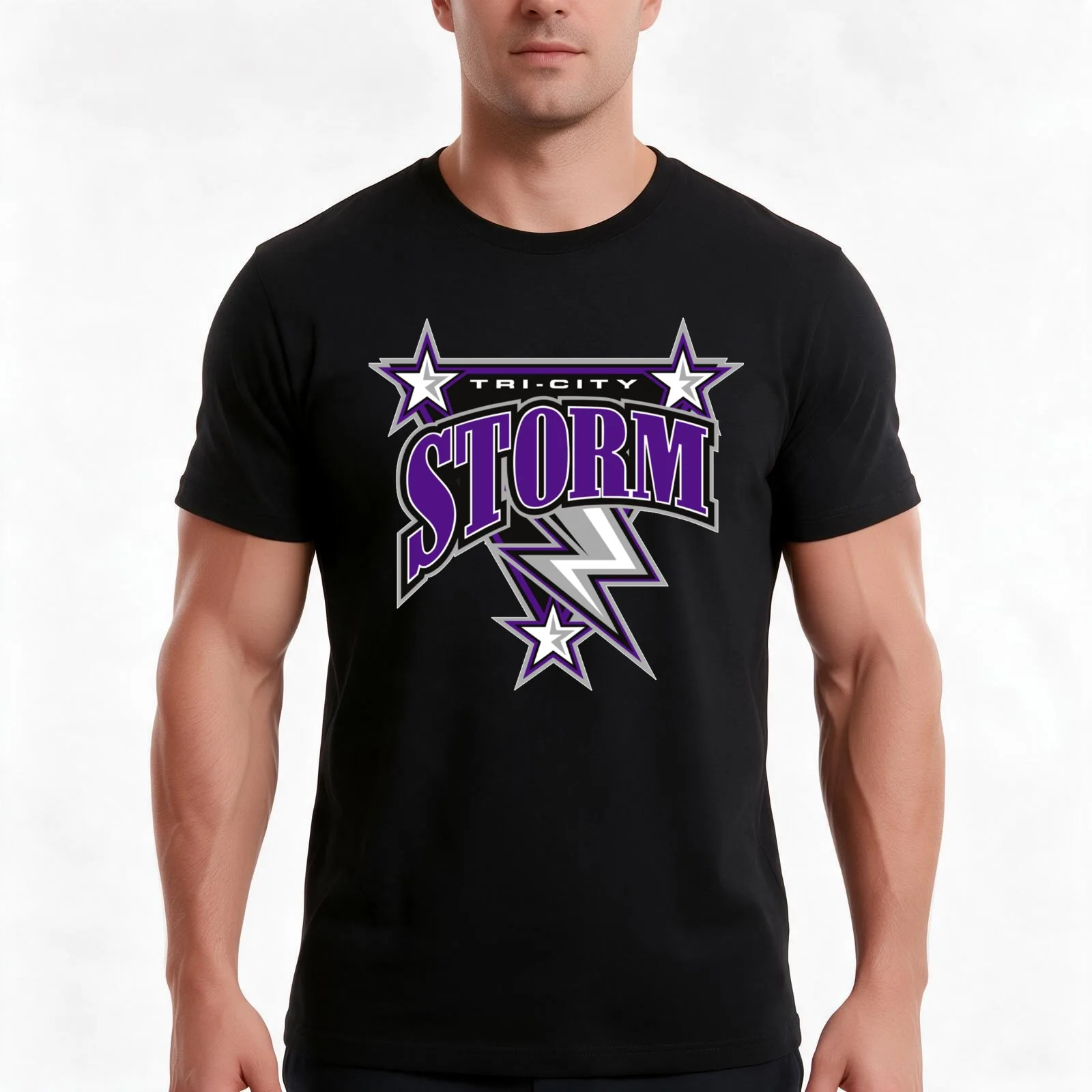 Tri City Storm T-Shirt, Summer Casual Cotton Tee, Oversized Streetwear Tops, Vintage Graphic Print, Loose Fit Short Sleeve