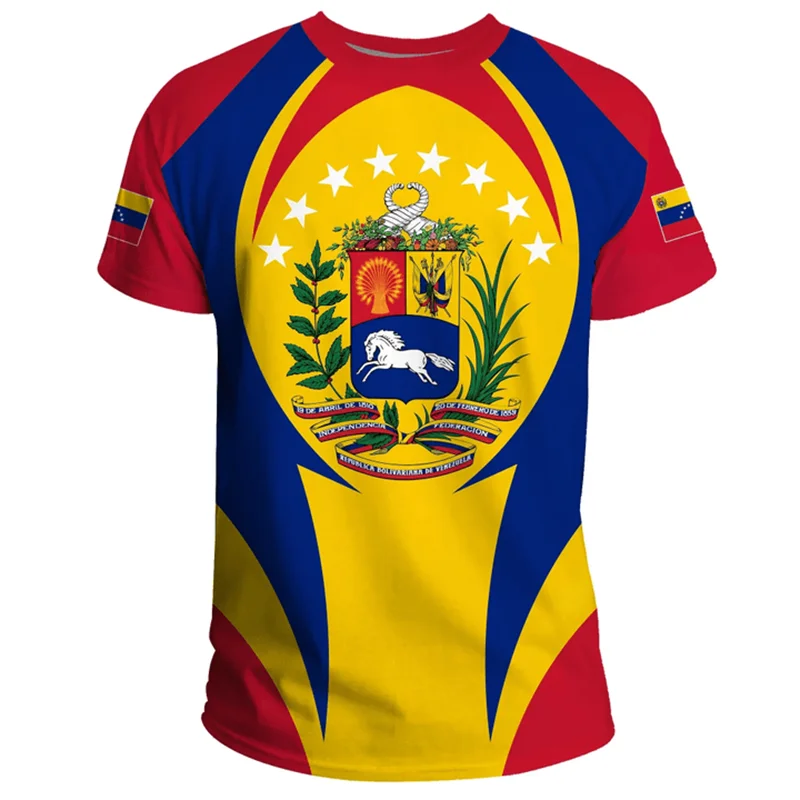 3d Print Venezuela Flag T-Shirt For Men Summer Round Neck Short Sleeve Tees Gym Sports Oversized T Shirts Tops Male Clothes