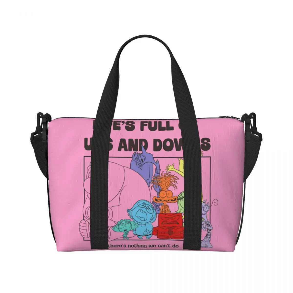 Custom Inside Out Ups And Downs Beach Tote Bag for Women Large Compartment Gym Beach Travel Bags