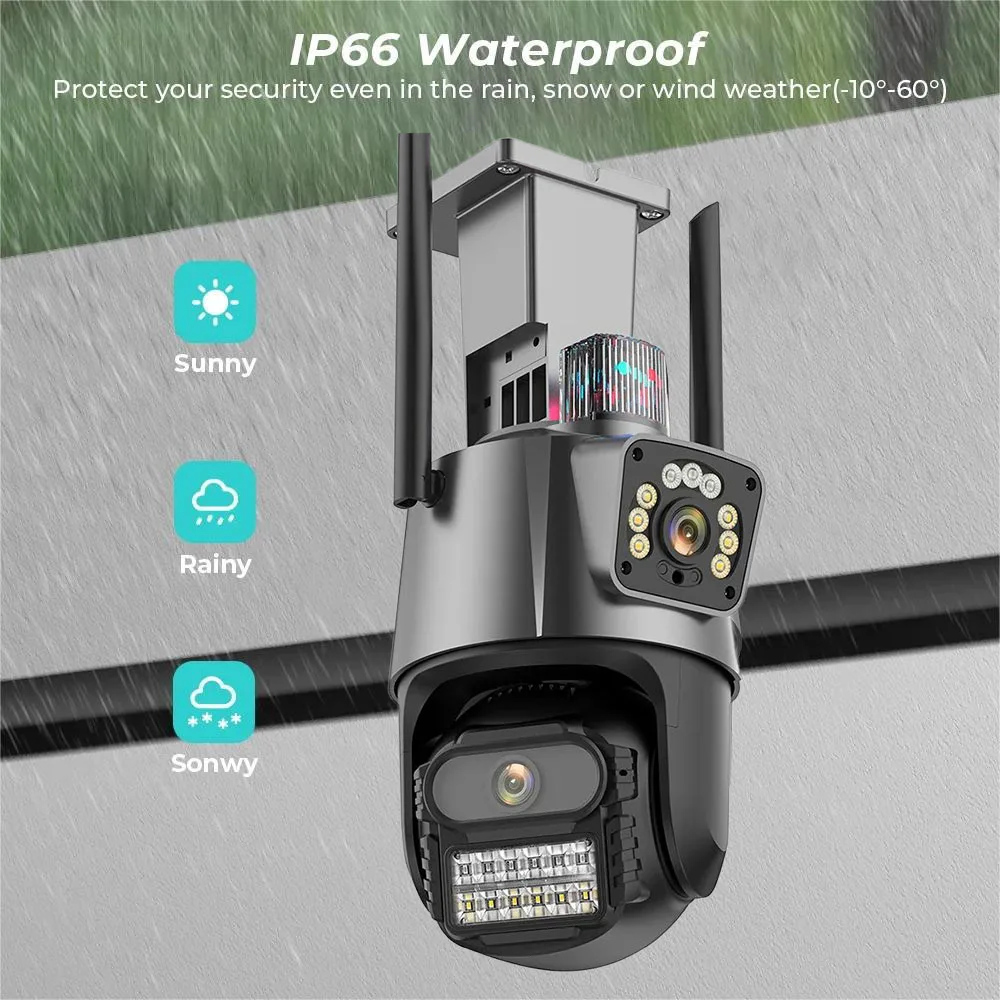 4K PTZ WiFi Camera with Dual Screen Color Night Vision 6MP Outdoor Security IP Camera CCTV Surveillance Camera ICSEE APP