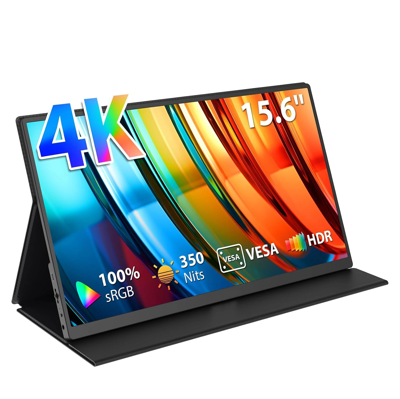 

15.6''4K Portable Monitor 3840X2160 300Nits 100%AdobeRGB UHD FreeSync HDR Screen 2 Speakers Eye Care Travel Display Type-C HDMI